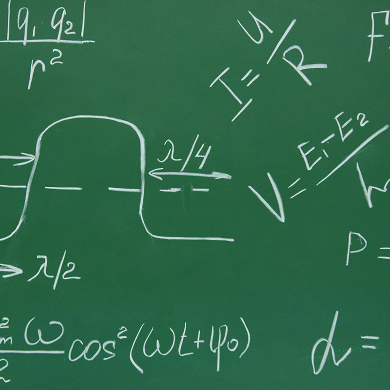 mobile friendly green chalkboard showing equations representing physics