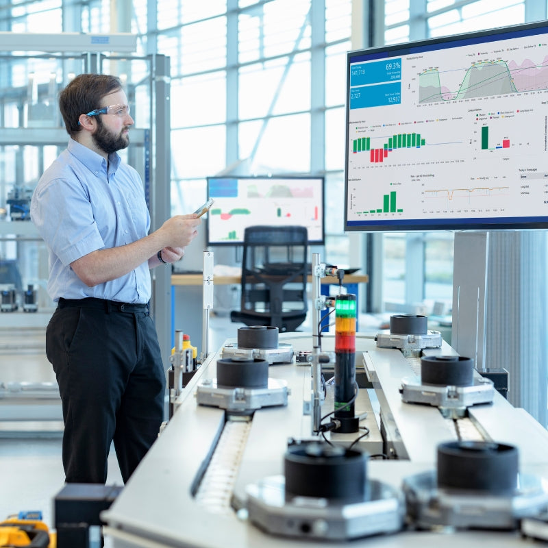 data scientist analyzing graph in a research lab